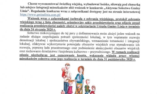 Nabór wniosków w ramach konkursu "Aktywne sołectwo Gminy Linia"