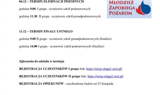 Ogólnopolski Turniej Wiedzy Pożarniczej edycja on-line