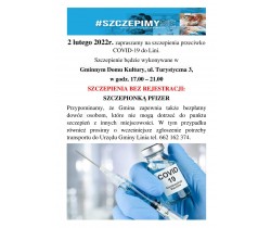 2 lutego 2022r. zapraszamy na szczepienia przeciwko COVID-19 do Lini.