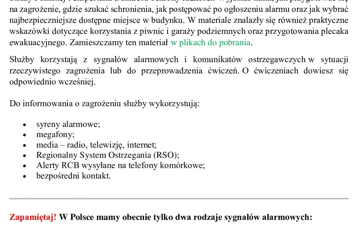 Instrukcja reagowania – zagrożenie atakiem z powietrza