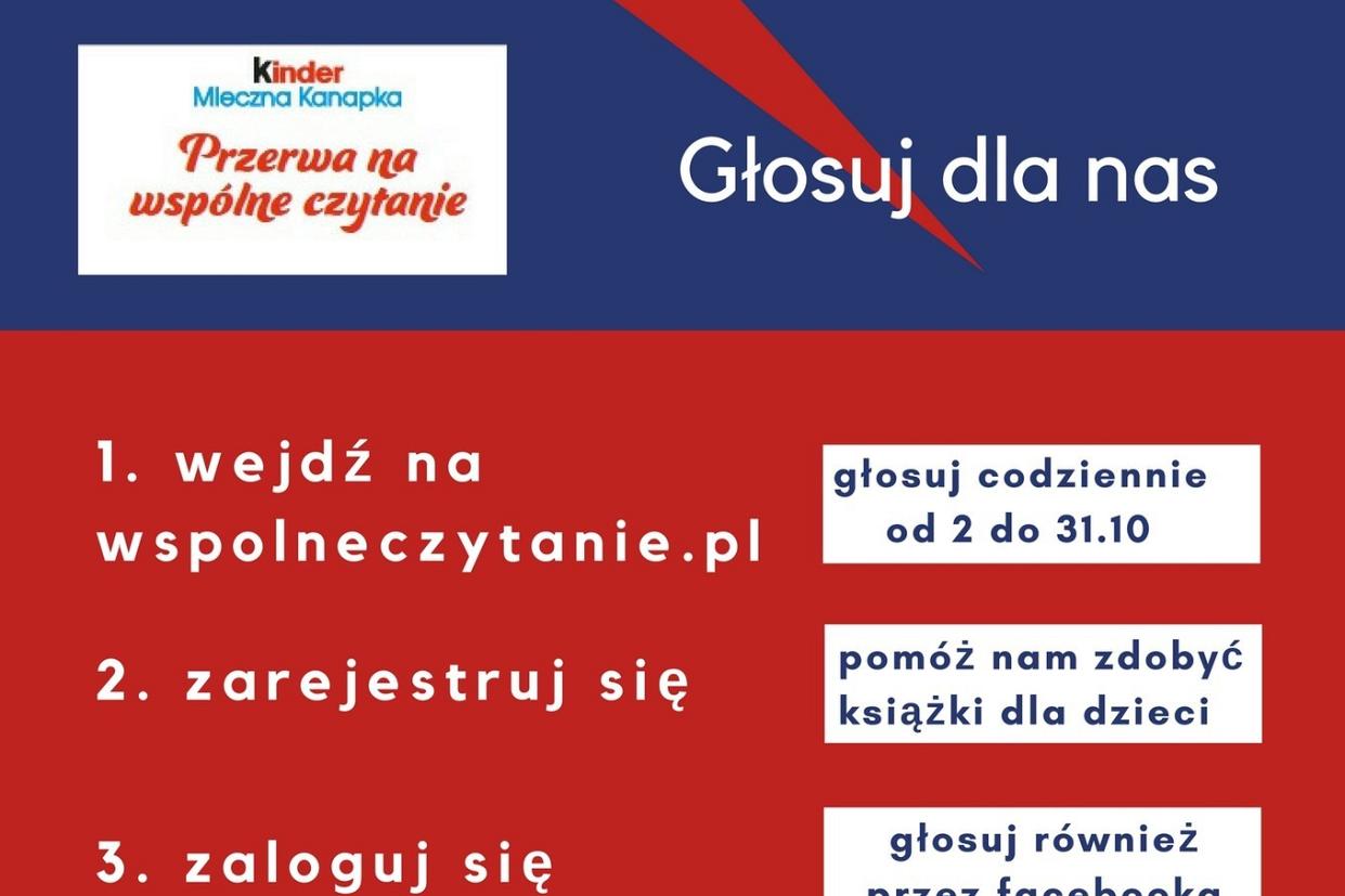 Wejdź na wspolneczytanie.pl i zagłosuj na Bibliotekę Publiczną Gminy Linia