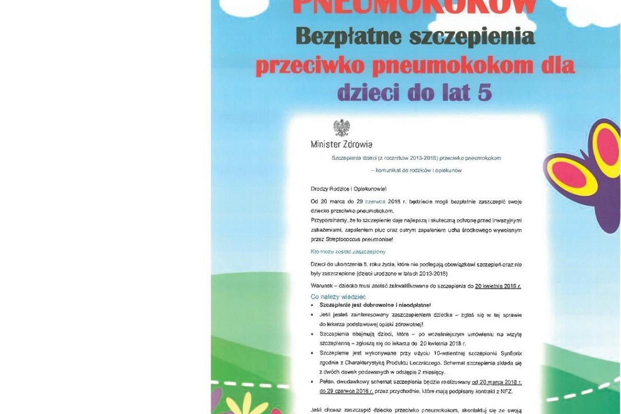 Wiosna bez pneumokoków. BEZPŁATNE SZCZEPIONKI!