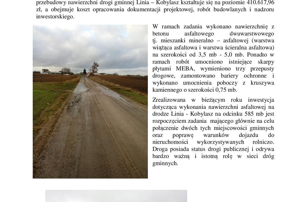 Przebudowa drogi Gminnej Linia - Kobylasz