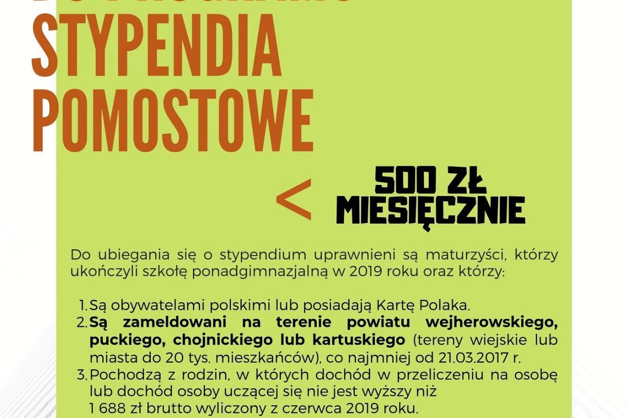 STYPENDIA POMOSTOWE dla tegorocznych zdolnych maturzystów.