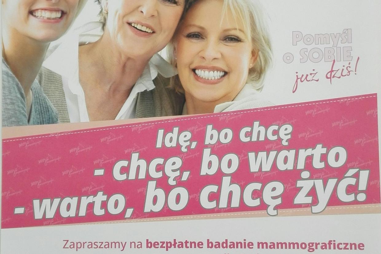 Bezpłatne badania MAMMOGRAFICZNE 31.10.2019