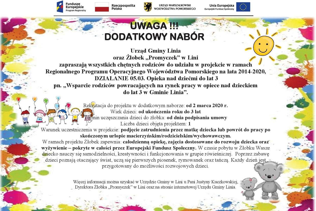 [ZAKOŃCZONA]  Dodatkowy nabór do żłobka Promyczek!