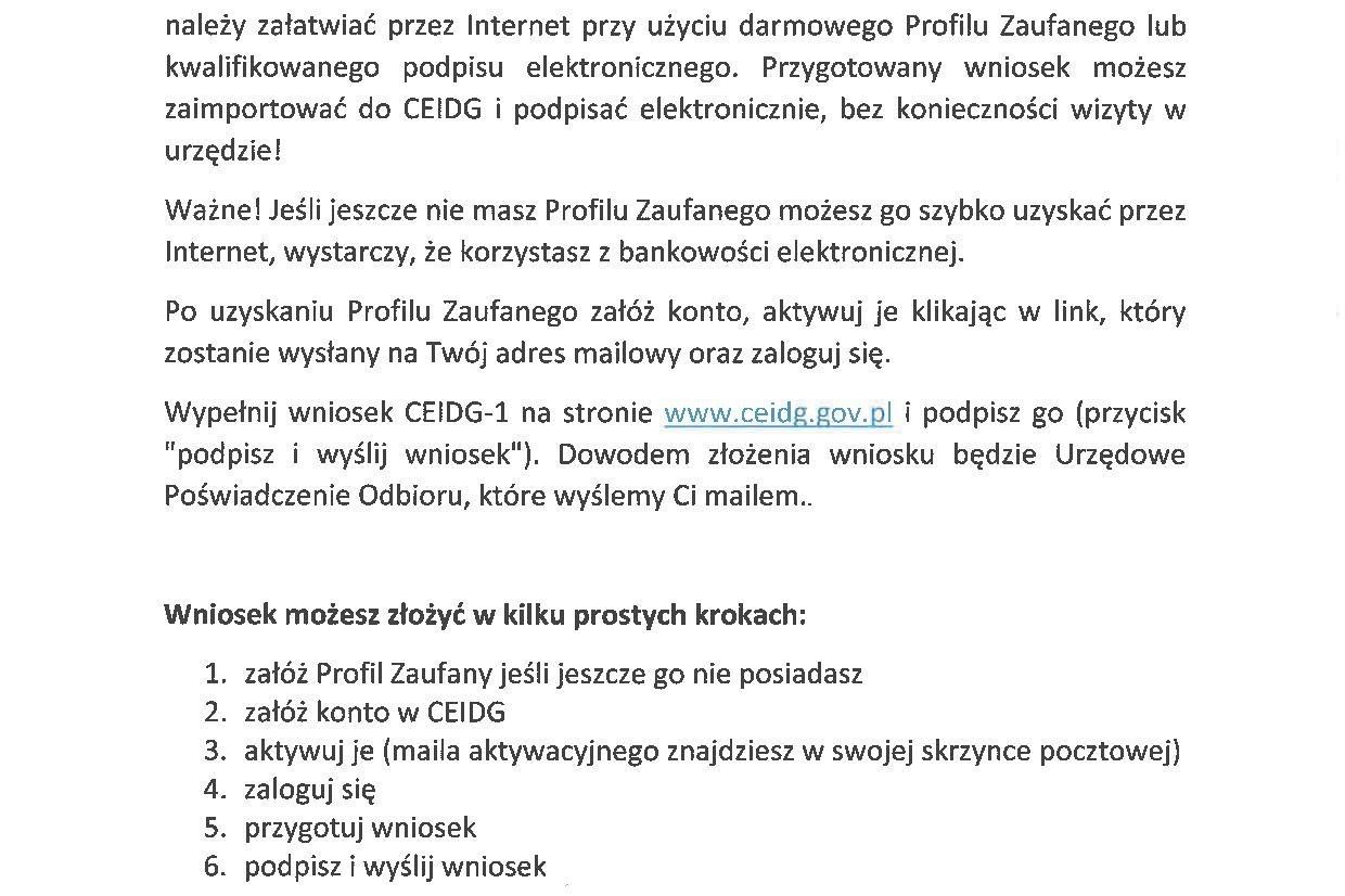 Sprawy związane z CEIDG załatwisz za pomocą darmowego profilu zaufanego przez internet.