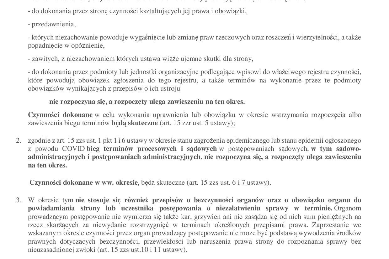 Informacja Wójta Gminy Linia w sprawie rozwiązań dotyczących zawieszenia biegu terminów wynikających z rządowego pakietu ustaw, które składają się na tzw. Tarczę Antykryzysową