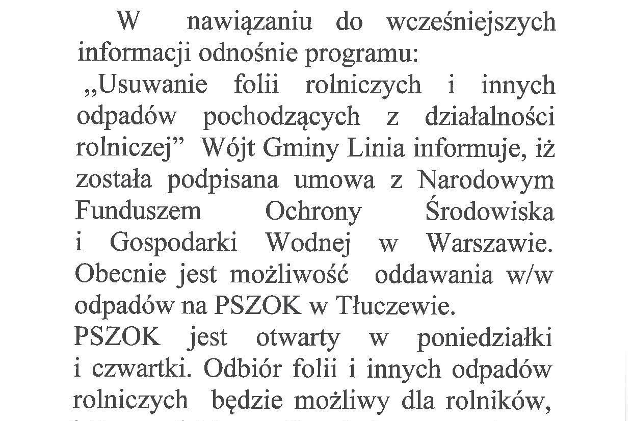 Odbiór folii rolniczych