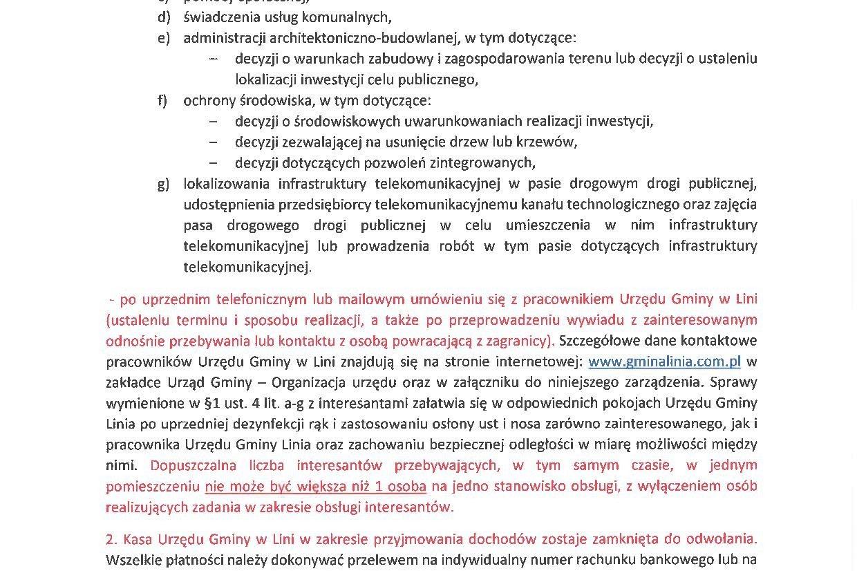 Organizacja pracy Urzędu Gminy - aktualizacja na dzień 2020.05.25