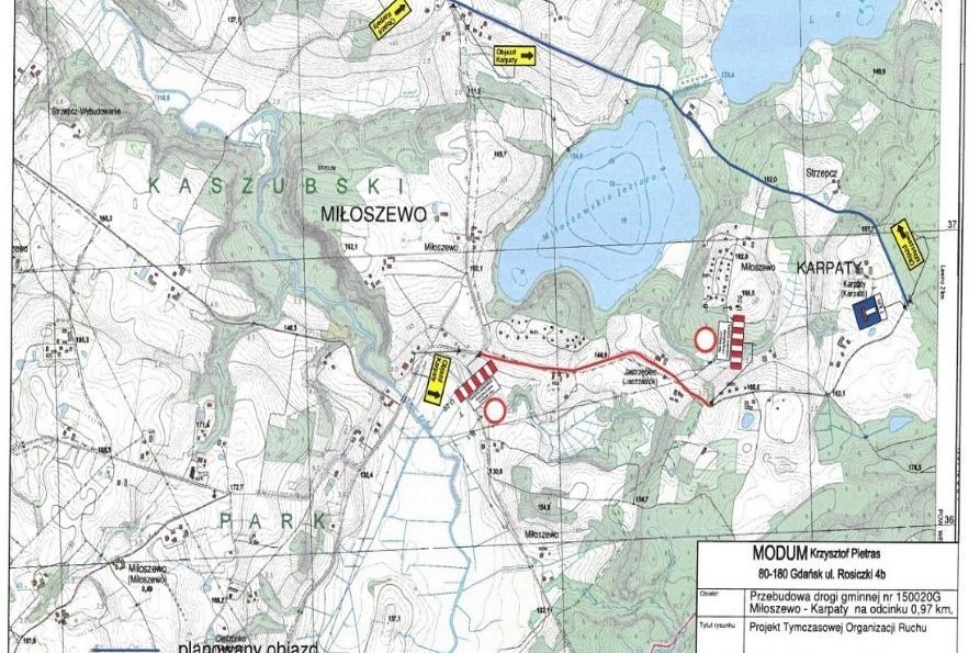 Zmiana organizacji ruchu w związku z przebudową drogi gminnej Miłoszewo – Karpaty nr 150020 G.
