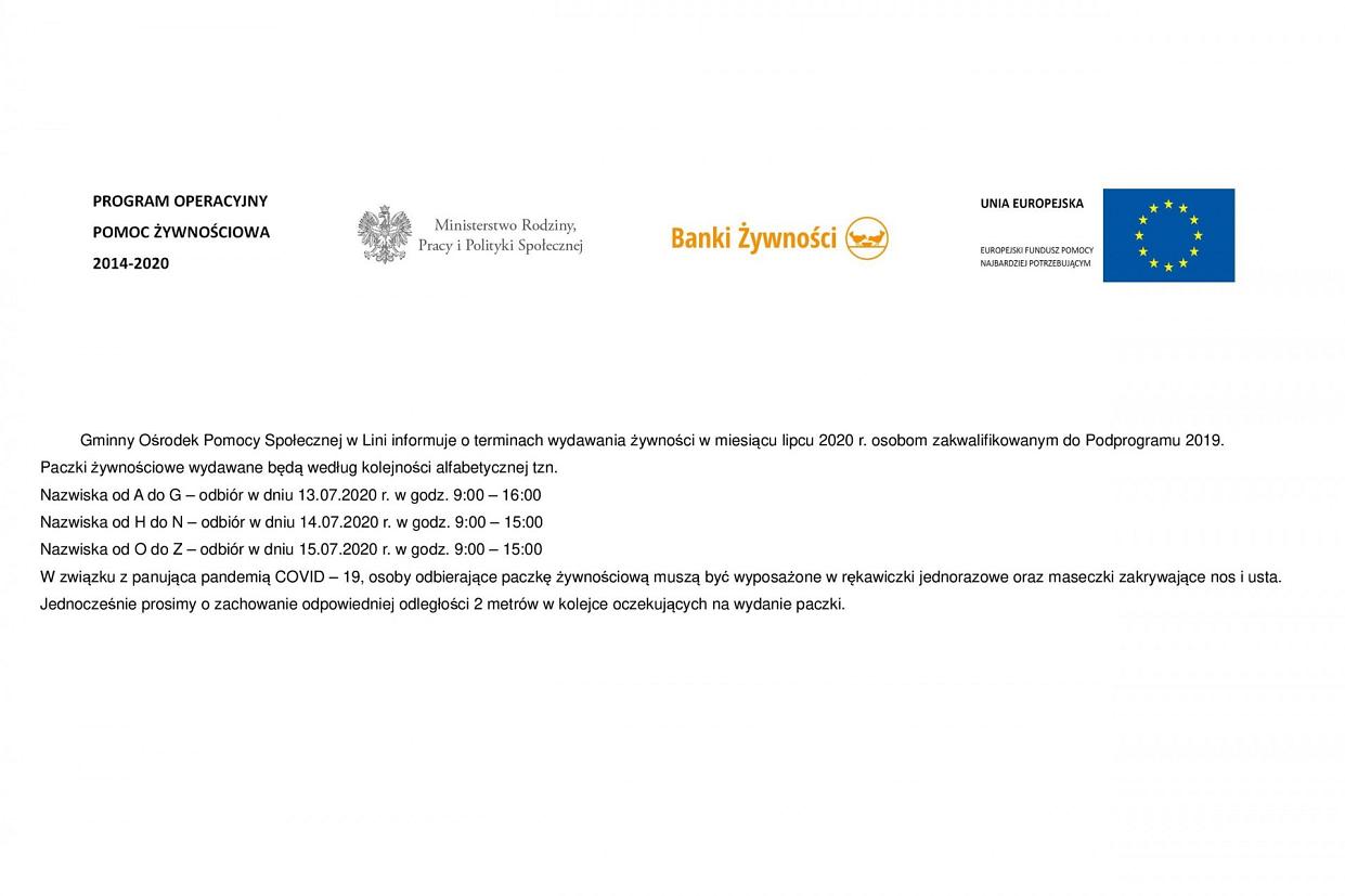 Pomoc żywnościowa - lipiec