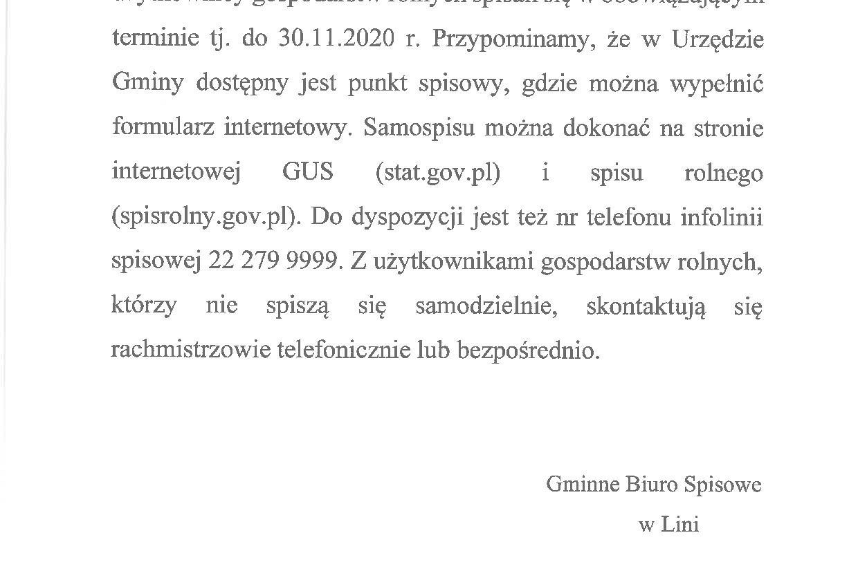 Komunikat - Powszechny Spis Rolny