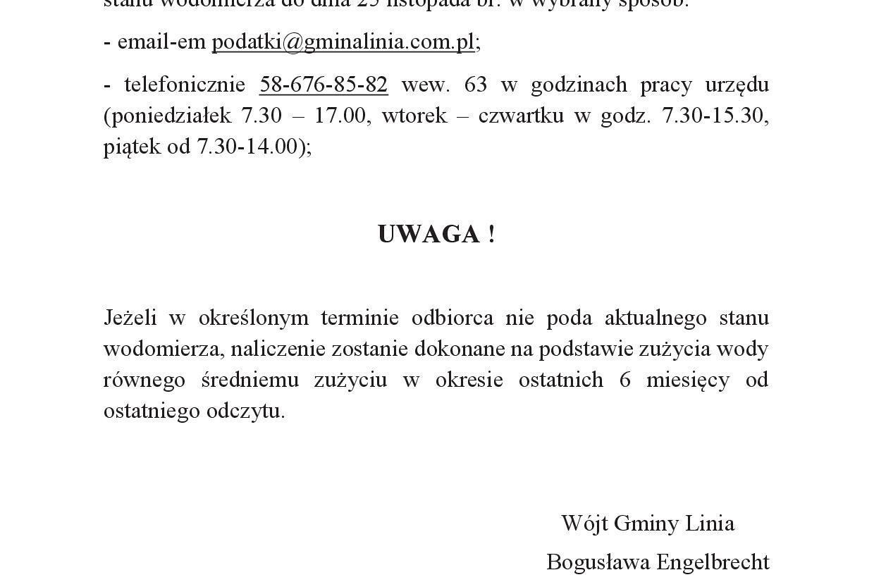 UWAGA - SAMODZIELNY ODCZYT SATNU WODOMIERZY