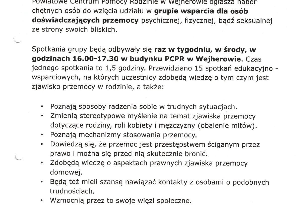 Grupa wsparcia dla osób doświadczających przemocy