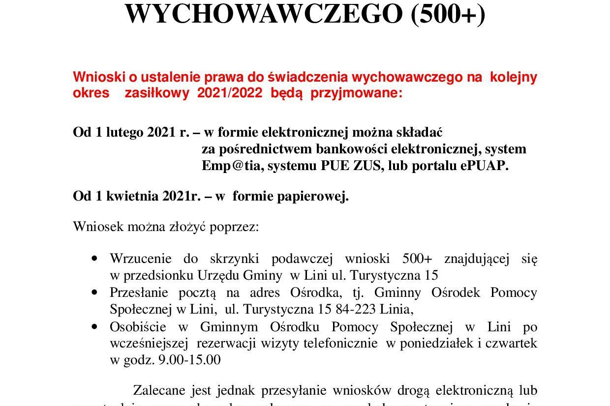 Informacja o wnioskach na 500+