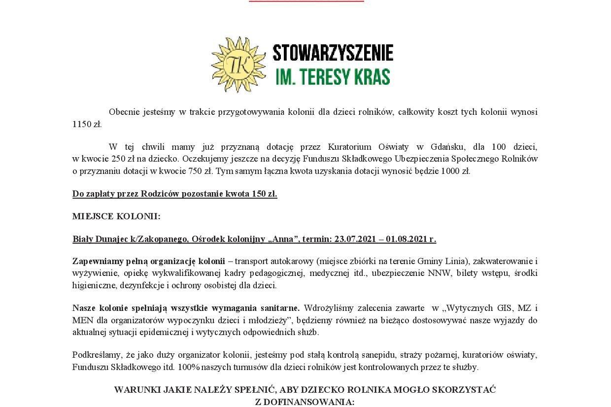Kolonie 2021 dla dzieci rolników