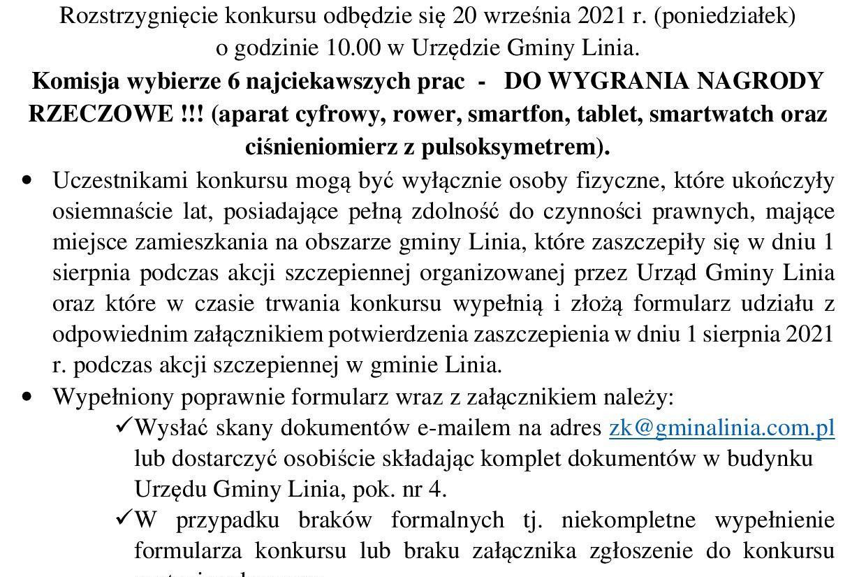 Gminny konkurs „Szczepmy się w Gminie Linia”