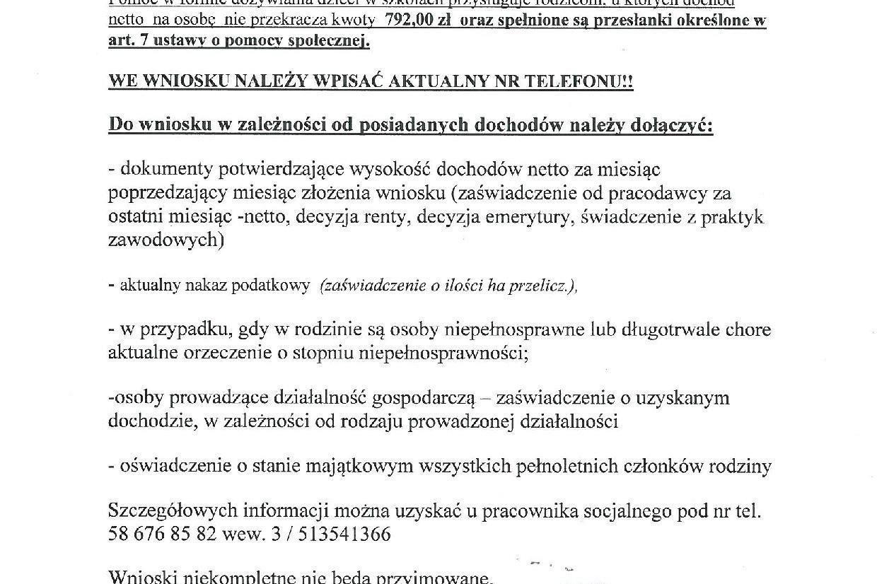 Dożywianie dzieci w szkole 2021/2022 z programu rządowego 