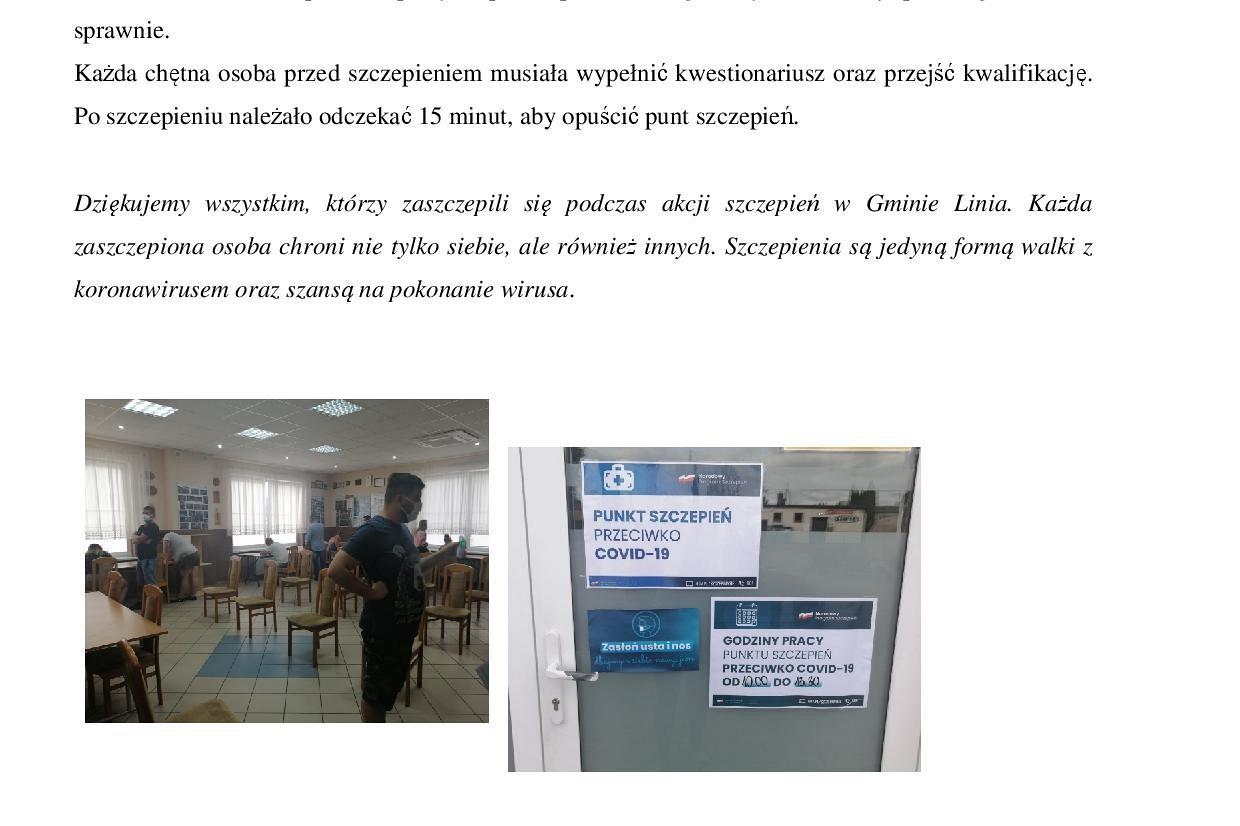 Podsumowanie akcji szczepień przeciw COVID-19 w Gminie Linia