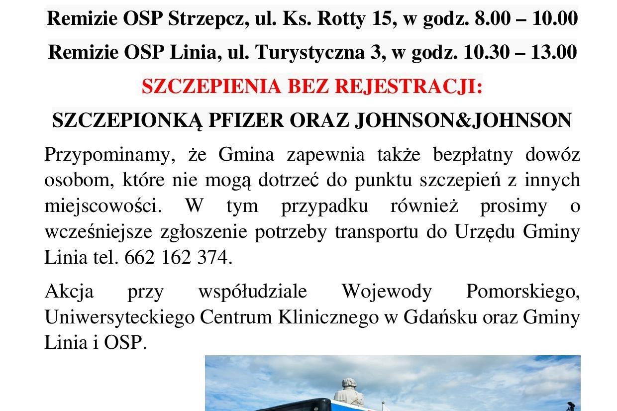 Akcja szczepień w Gminie Linia - 10.09.2021r.