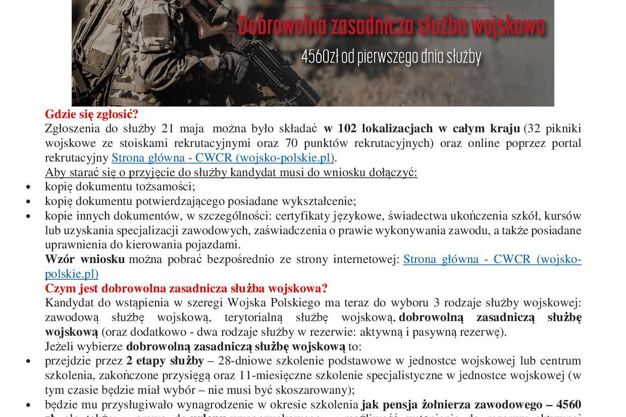 Rusza dobrowolna zasadnicza służba wojskowa