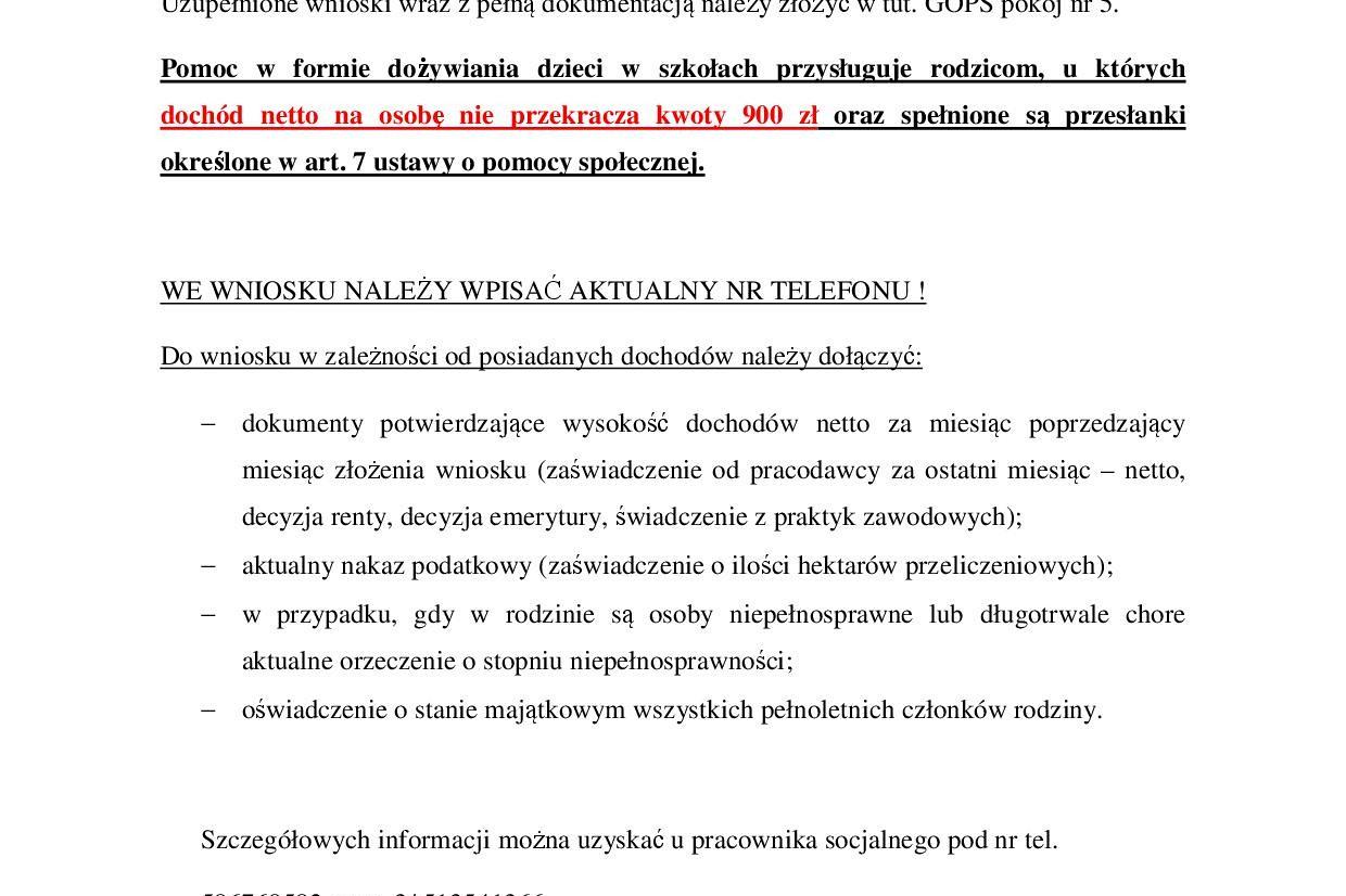 Dożywianie dzieci w szkole na rok szkolny 2022/2023 z programu rządowego 