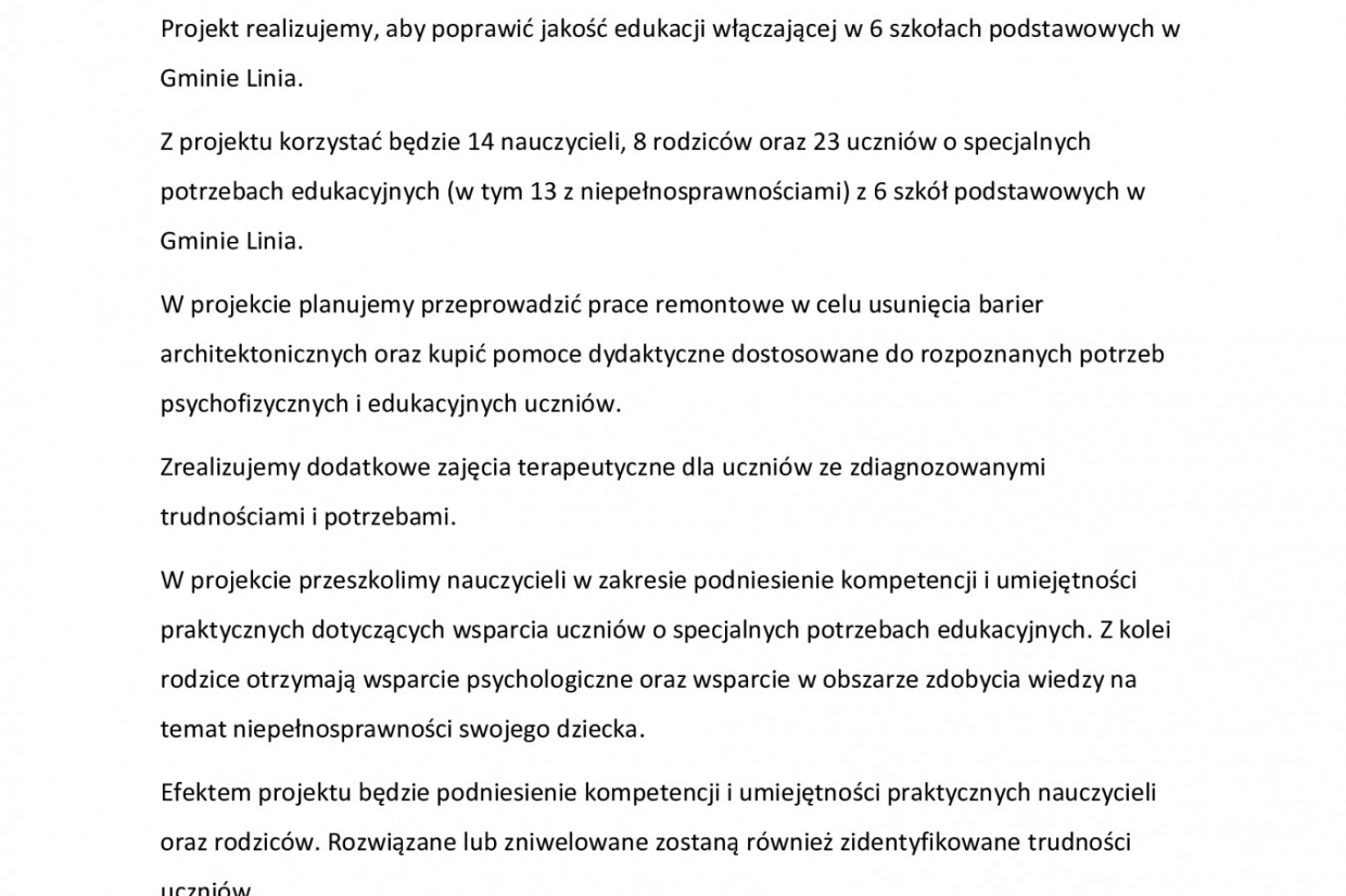 Gmina Linia uzyskała dofinansowanie na zadanie pn. 