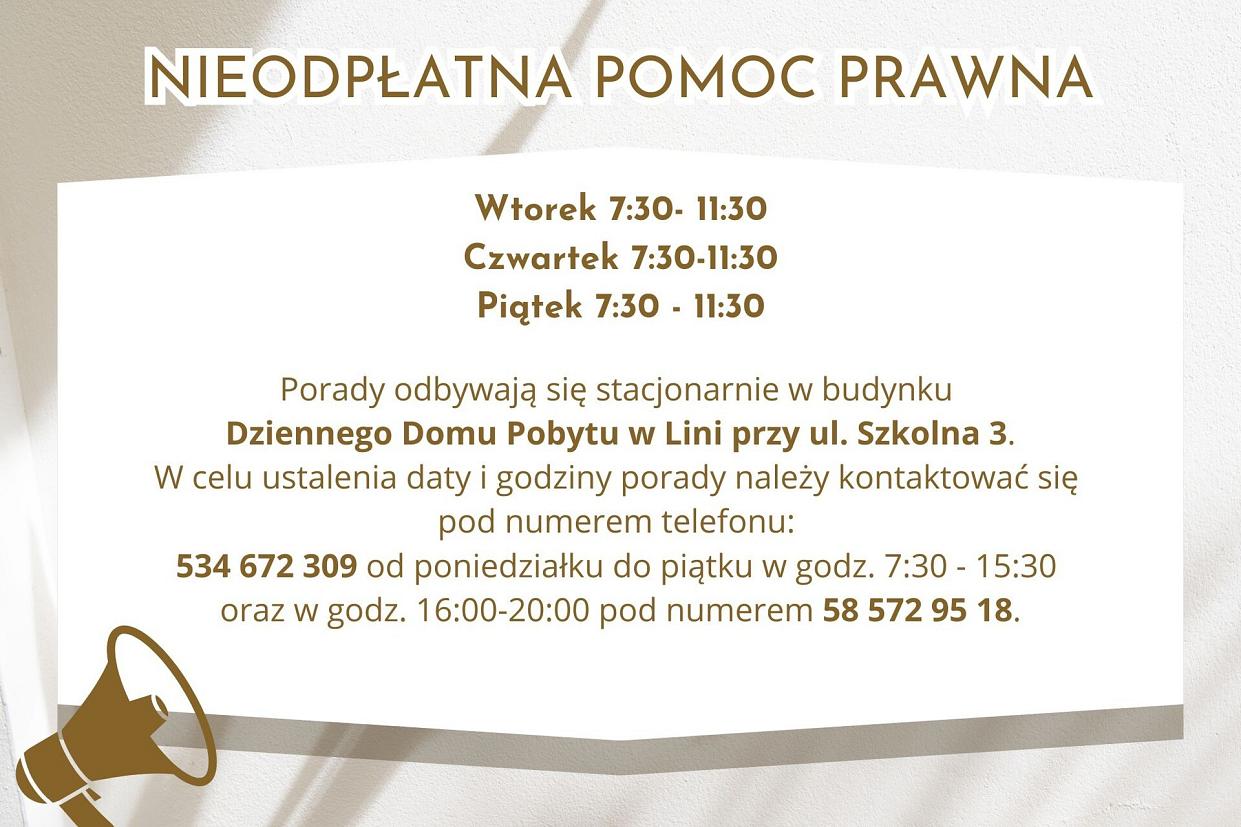Nieodpłatna Pomoc Prawna na terenie Gminy Linia
