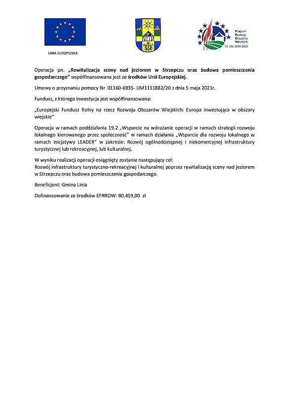 Rewitalizacja sceny nad jeziorem w Strzepczu oraz budowa pomieszczenia gospodarczego