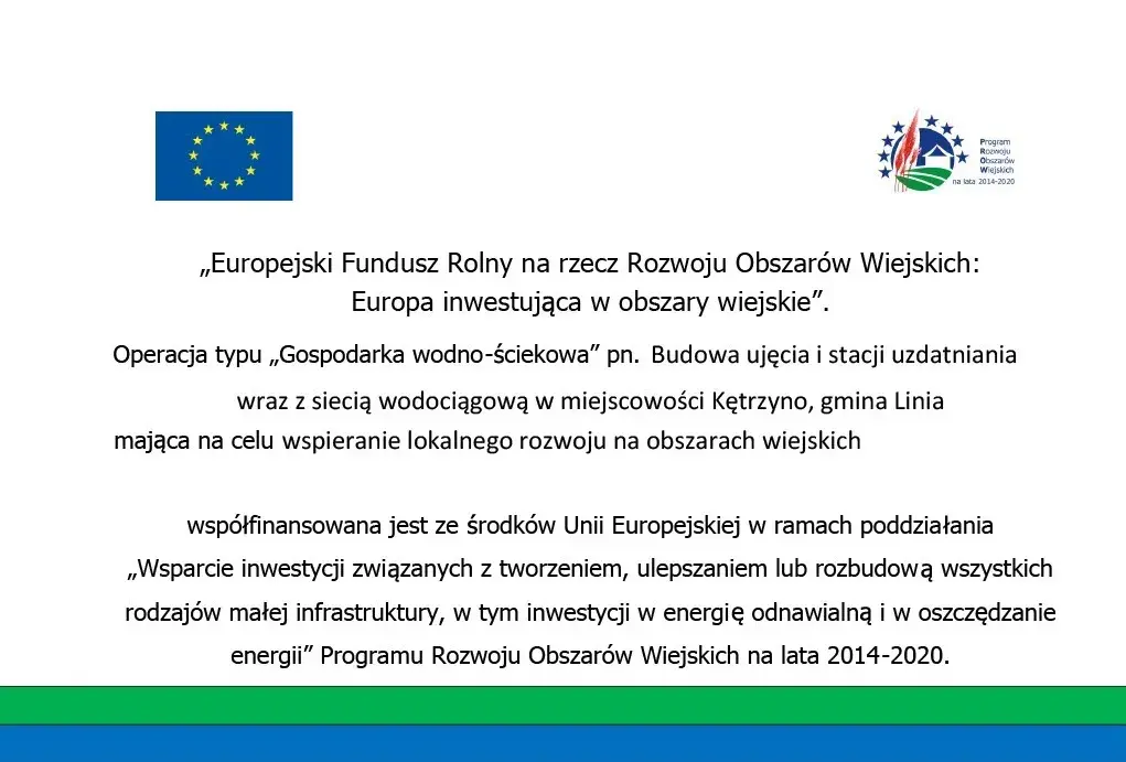 Budowa ujęcia i stacji uzdatniania wraz z siecią wodociągową w miejscowości Kętrzyno