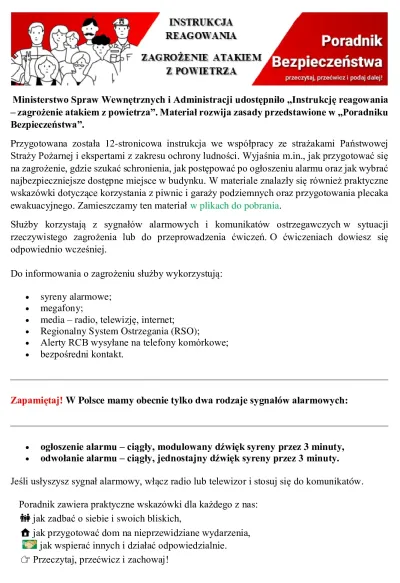 Instrukcja reagowania – zagrożenie atakiem z powietrza