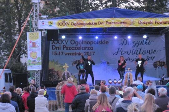 Scena z występem artystów i publicznością podczas Dni Pszczelarzy w Koszalinie.