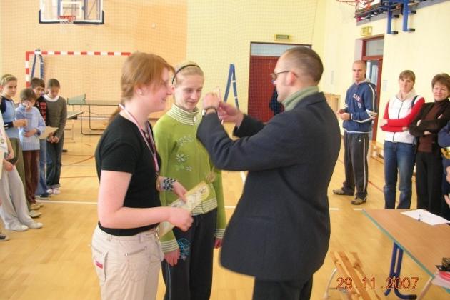 Mistrzostwa Gminy szkół podstawowych i gimnazjów w tenisie stołowym 29.11.2007r.