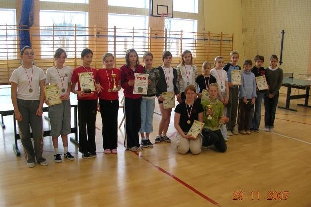 Mistrzostwa Gminy szkół podstawowych i gimnazjów w tenisie stołowym 29.11.2007r.