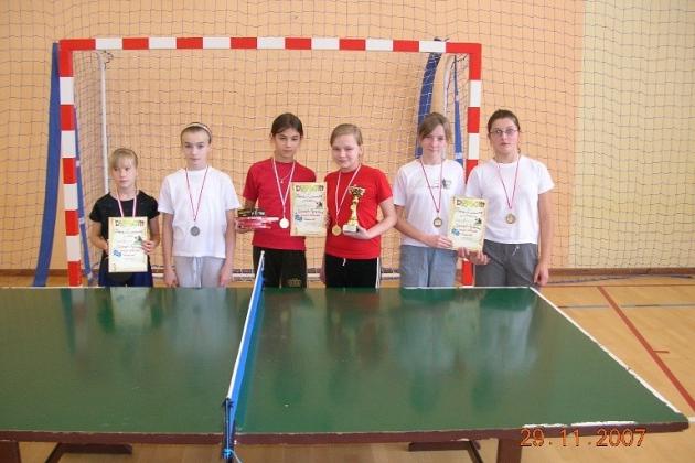 Mistrzostwa Gminy szkół podstawowych i gimnazjów w tenisie stołowym 29.11.2007r.