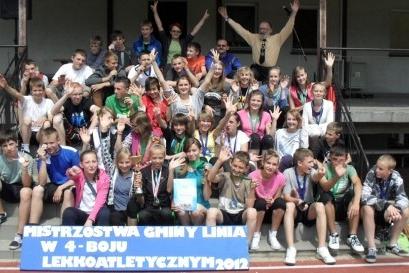 Mistrzostwa Gminy Linia w czwórboju lekkoatletycznym szkół podstawowych i gimnazjalnych 14-15.06.2012r.