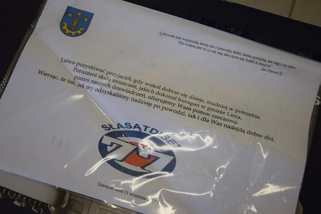 Pomoc dla Gminy Linia od Gminy Gorzyce