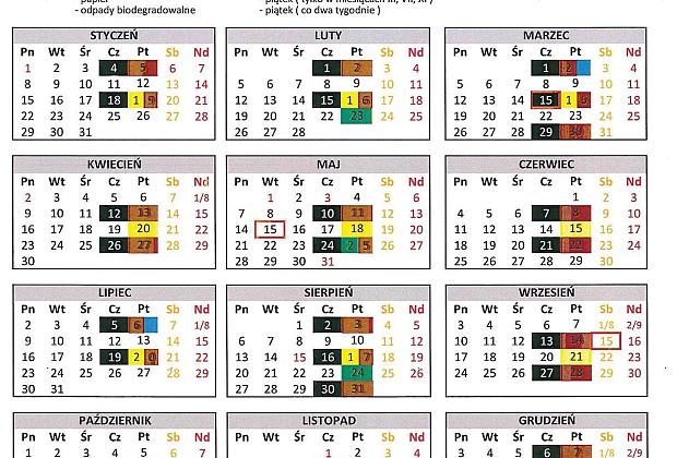 HARMONOGRAM WYWOZU ŚMIECI 2018