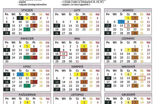 HARMONOGRAM WYWOZU ŚMIECI 2018