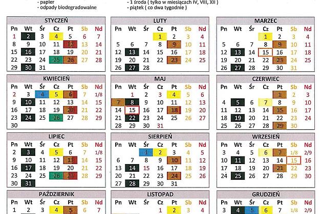 HARMONOGRAM WYWOZU ŚMIECI 2018