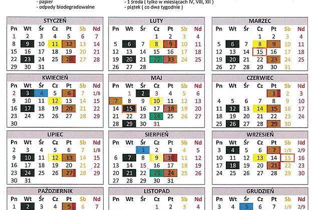 HARMONOGRAM WYWOZU ŚMIECI 2018