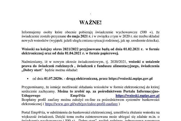 Ogłoszenie GOPS Linia