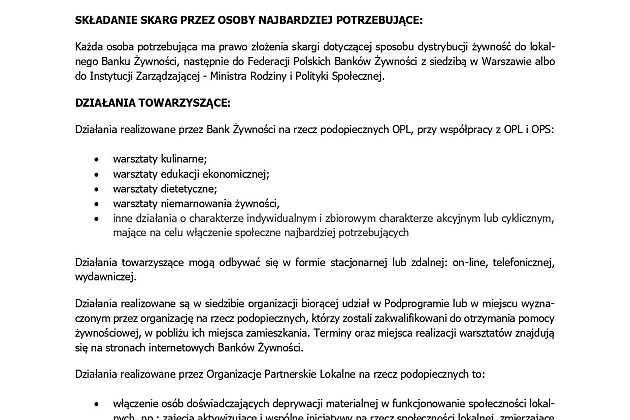 PROGRAM OPERACYJNY POMOC ZYWNOŚCIOWA 2014-2020