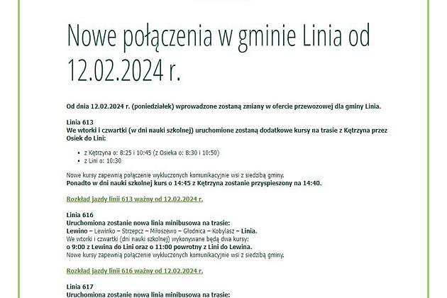 Nowe połączenia autobusowe na terenie Gminy Linia