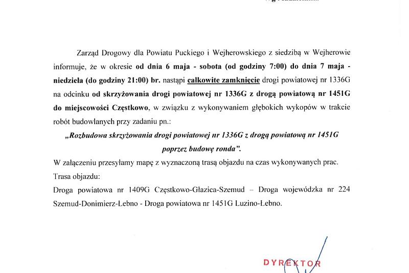CAŁKOWITE ZAMKNIĘCIE DROGI!