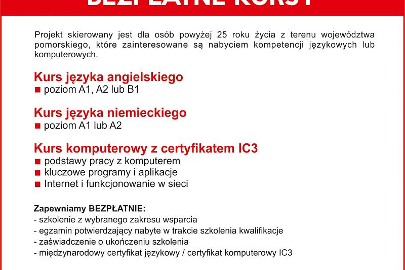 Bezpłatne kursy językowe, komputerowe i inne.