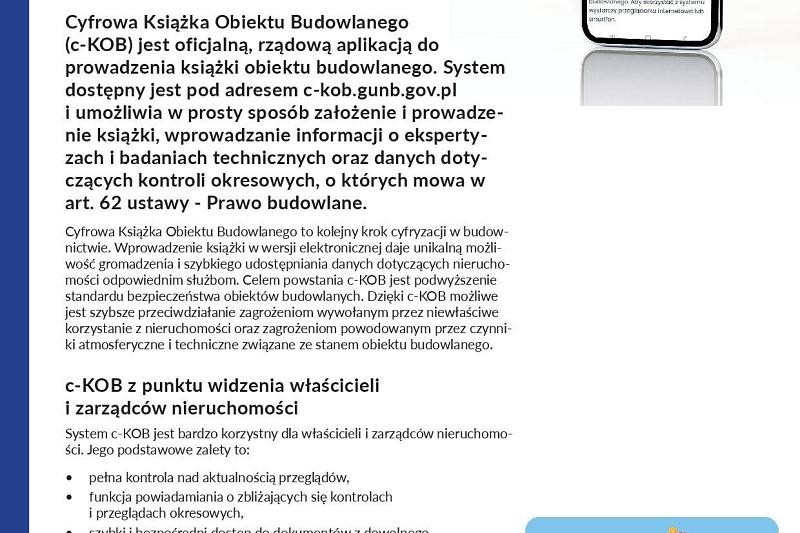 Cyfrowa Książka Obiektu Budowlanego (c-KOB).