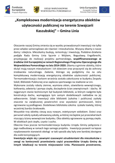Kompleksowa modernizacja energetyczna obiektów użyteczności publicznej na terenie Szwajcarii Kaszubskiej
