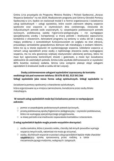 Dokument tekstowy zawierający zasady i informacje dotyczące usług sąsiedzkich z nagłówkami.